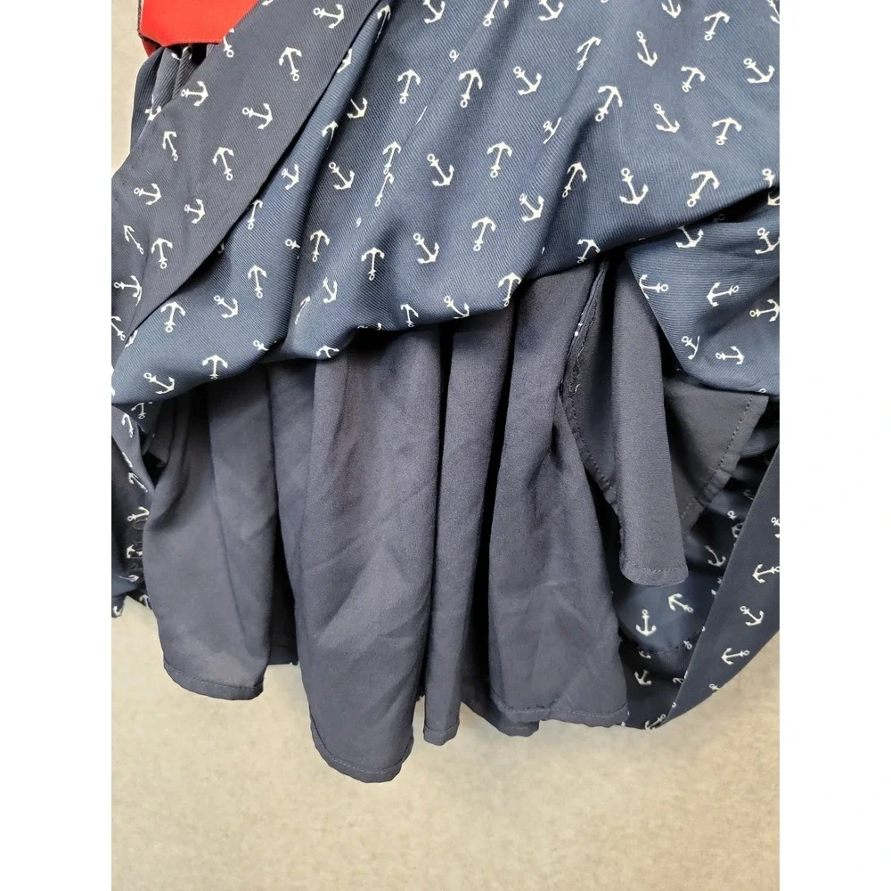 Polo Ralph Lauren Girls Anchor‎ Print Navy Twill Dress Red Ribbon Sz 5 Nautical